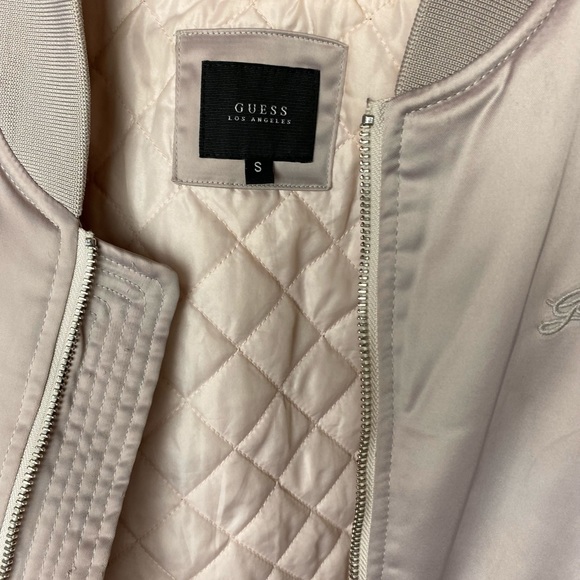 PINK GUESS LONG SATIN BOMBER JACKET - Picture 4 of 6